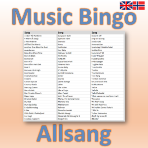 Produkt musikk bingo allsang sangliste