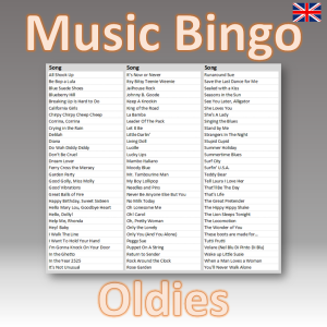 Music Bingo Oldies songlist