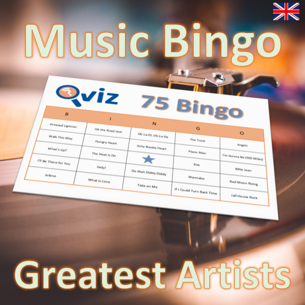Music Bingo 75 Greatest Artists