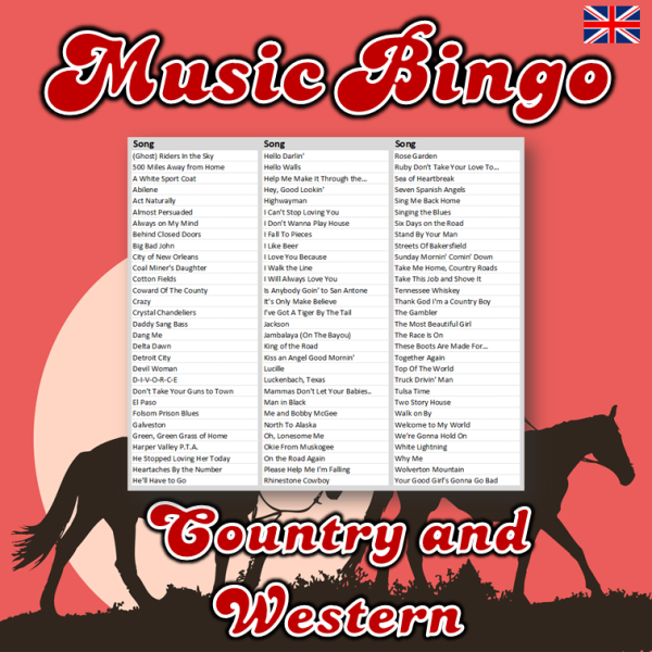 country western music bingo