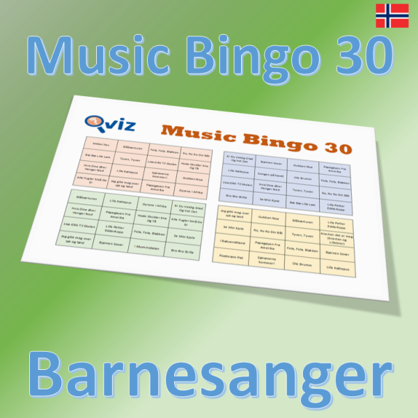 musikk bingo 30 barnesanger