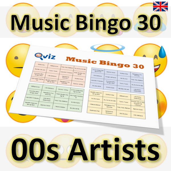 music bingo 30 00s artists