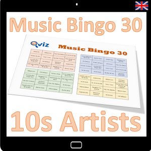 music bingo 30 10s artists