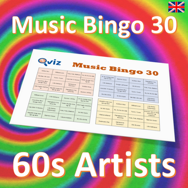 music bingo 30 60s artists