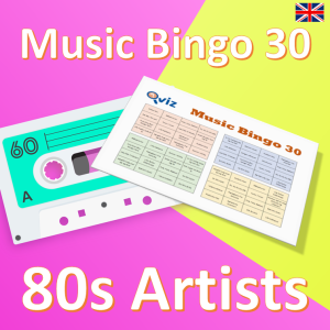 music bingo 30 80s artists