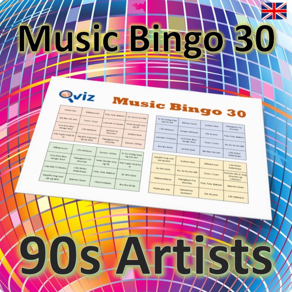 music bingo 30 90s artists