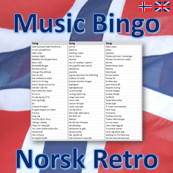norsk retro musikk bingo songlist