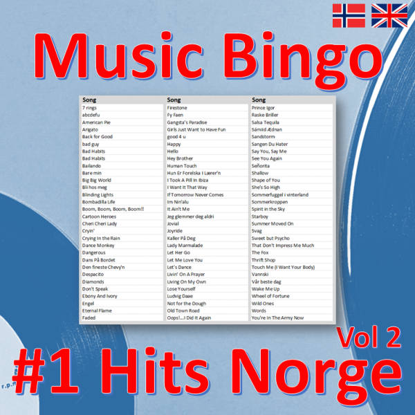 #1 hits norge music bingo vol 2 songlist