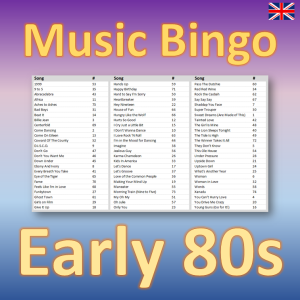 music bingo 75 early 80s