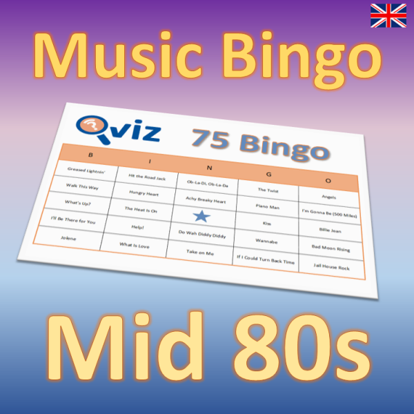 music bingo 75 mid 80s