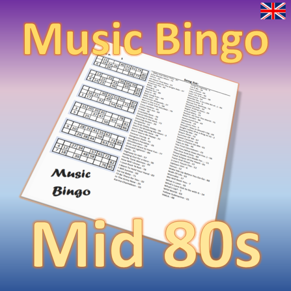 music bingo mid 80s