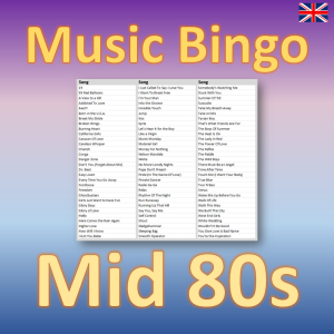 music bingo mid 80s