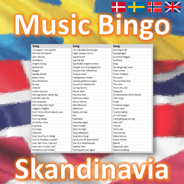 musikk bingo skandinavia songlist