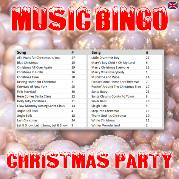 christmas party music bingo songlist