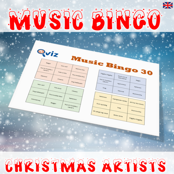 music bingo 30 christmas artists
