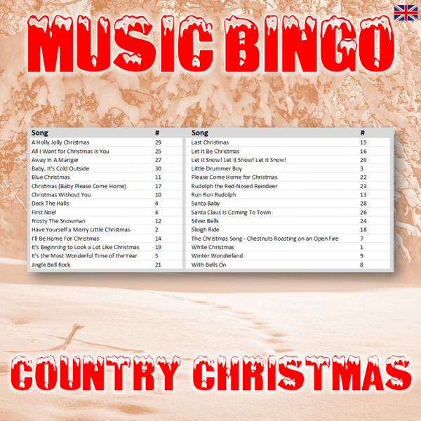 music bingo country christmas