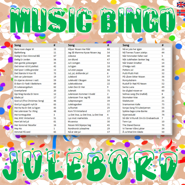 musikk bingo 75 julebord