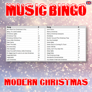 music bingo modern christmas