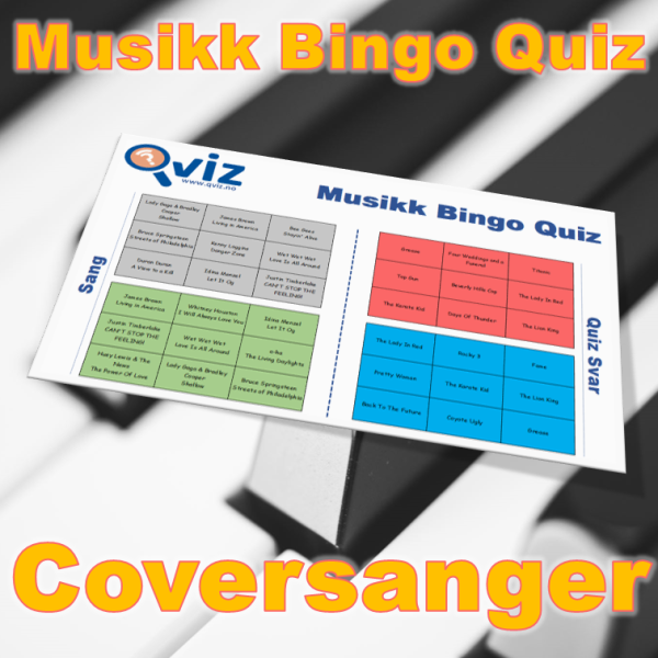 Kombinasjon av musikk bingo og quiz med tema coversanger. Test dine gjesters kunnskaper innen musikk og se om de klarer å koble sang til riktig artist. Ypperlig aktivitet for selskapet.