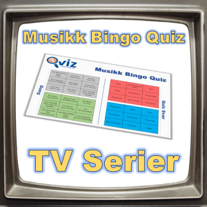 Kombinasjon av musikk bingo og quiz med tema fra kjente TV serier, både gamle og nye. Test dine gjesters kunnskaper innen musikk og se om de klarer å koble sang til riktig TV serie. Ypperlig aktivitet for selskapet.