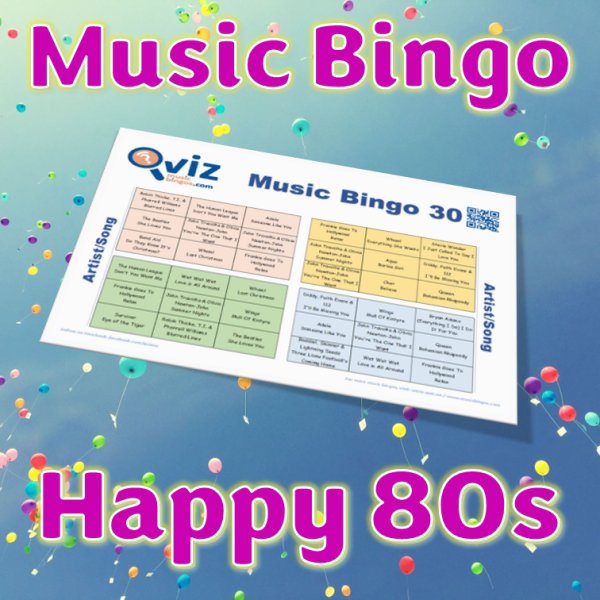 Musikk bingo med feelgood sanger fra 80 tallet som garantert vil få deg til å smile og groove til musikken. PDF med 100 bingobrett og link til spilleliste.