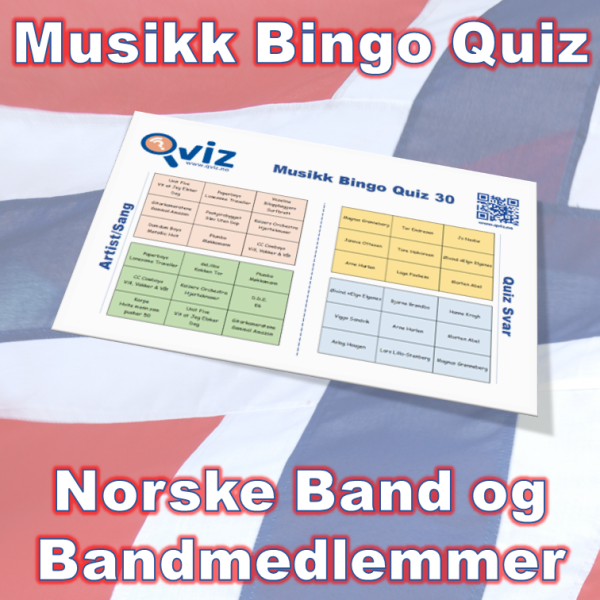 Test dine gjesters kunnskaper innen norsk musikk og se om de klarer å koble band og sang til riktig navn. Ypperlig aktivitet for fest eller selskap.