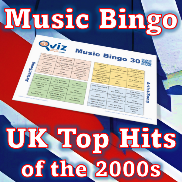 Gjør deg klar til å gjenoppleve musikkens største epoke med vårt "UK Top Hits of the 2000s" musikkbingospill! De største 2000-tallssangene i Storbritannia.
