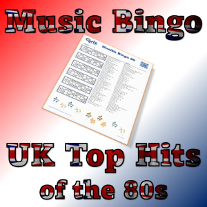 Gjør deg klar til å gjenoppleve musikkens største epoke med vårt "UK Top Hits of the 80s" musikkbingospill! De mest solgte 80-tallssangene i Storbritannia.