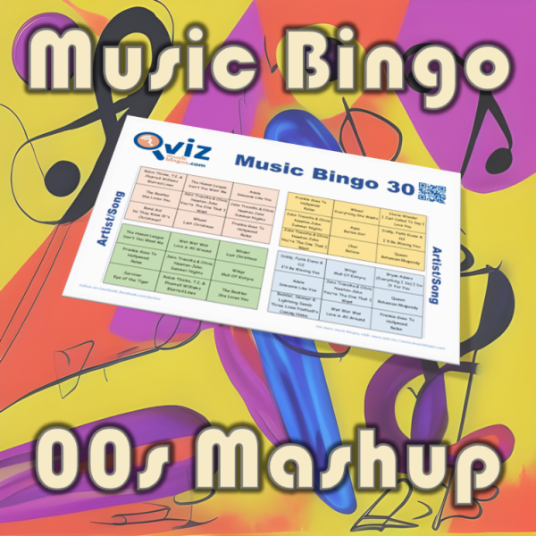 00s Mashup Musikk Bingo 30 inneholder en miks av 30 kjente sanger fra 2000 tallet, og vil gi en nostalgisk opplevelse for deg og dine venner.