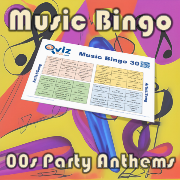 00s Party Anthems Musikk Bingo 30 inneholder en miks av 30 kjente party sanger fra 2000 tallet, og vil gi en nostalgisk opplevelse for deg og dine venner.