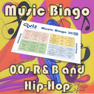00s R&B and Hip-Hop Musikk Bingo 30 inneholder en miks av 30 kjente sanger innen R&B og Hip-Hop sjangeren fra 2000 tallet.