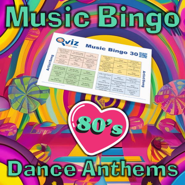 80s Dance Anthems Musikk Bingo 30 inneholder 30 sanger fra åttitallets diskogulv, og vil kunne gi en nostalgisk opplevelse for deg og dine venner.