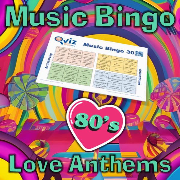 80s Love Anthems Musikk Bingo 30 inneholder 30 ikoniske ballader fra åttitallet, og vil gi en nostalgisk opplevelse for deg og dine venner.