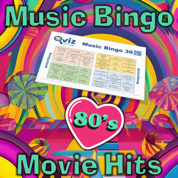 80s Movie Hits Musikk Bingo 30 inneholder 30 kjente sanger fra filmer fra åttiårene, og vil gi en nostalgisk opplevelse for deg og dine venner.