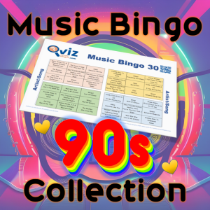 90s Collection Musikk Bingo 30 inneholder 12 forskjellige musikk bingoer innen ulike temaer fra nittitallet, og gil gi mange timer med underholdning!