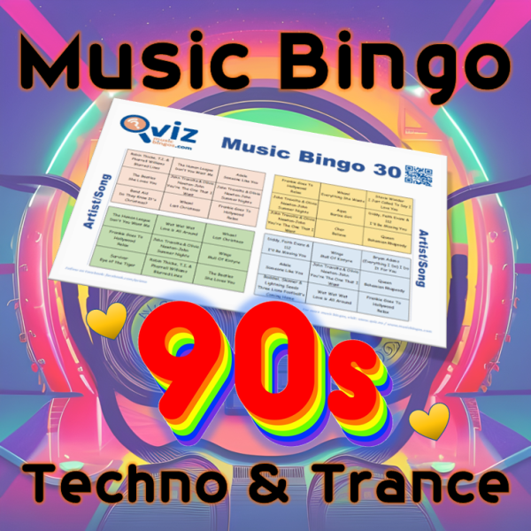 90s Techno & Trance Musikk Bingo 30 inneholder 30 sanger hyppig spilt på diskotekene i nittiårene, og vil gi deg og dine venner gode minner fra dansegulvet.