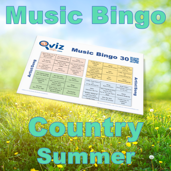 Med Country Summer Musikk Bingo 30 får du en musikk bingo som inneholder 30 country sanger som lokker frem sommerfølelsen.