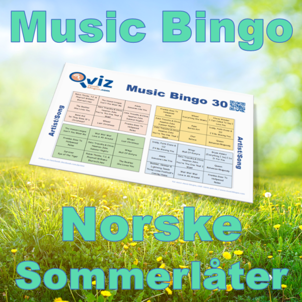 Med Norske Sommerlåter Musikk Bingo 30 får du en musikk bingo som inneholder 30 utvalgte norske sanger som lokker frem sommerfølelsen.