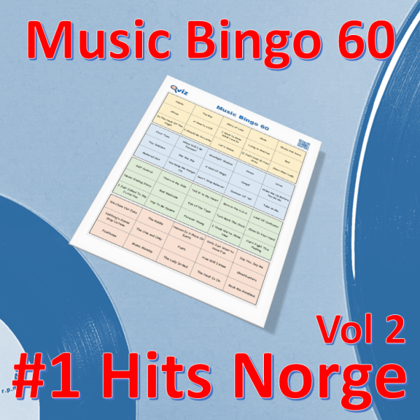 Musikk bingo med sanger som har nådd toppen av hitlistene i Norge. Gjenhør med mange god låter! PDF fil med 100 bingobrett og link til Spotify spilleliste.