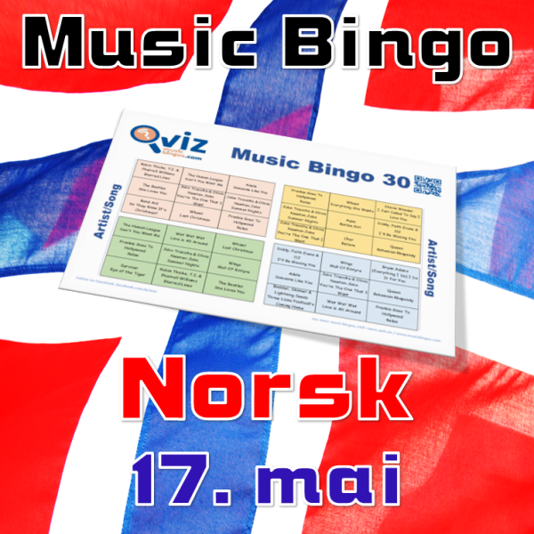 Norsk 17. mai musikk bingo 30 inneholder 30 sanger som vil være med på å sette stemningen for feiringen, og gi et underholdende spill.