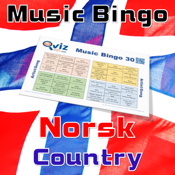 Norsk Country musikk bingo 30 inneholder 30 sanger fra norske country artister som innbyr til god stemning og allsang, og vil være et underholdende spill.