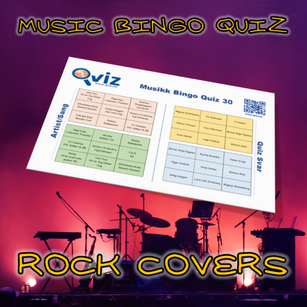 Kombinasjon av musikk bingo og quiz med tema covers av rockesanger. Test dine gjesters kunnskaper i musikk og se om de klarer å koble sang til artist.