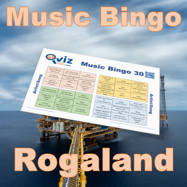 Musikk bingo med 30 sanger av og med artister fra Rogaland. Fin måte å bli bedre kjent med lokale artistene. PDF med 100 bingobrett og Spotify spilleliste.