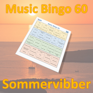 Musikk bingo med 60 sanger som setter deg i god sommerstemning. PDF fil med 100 bingobrett og link til Spotify spilleliste.