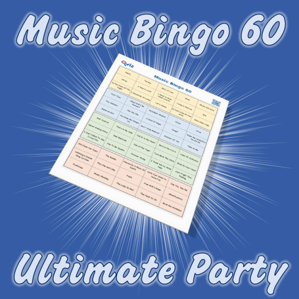 Musikk bingo med 60 sanger som passer til festen. Her får du høy allsang faktor. PDF fil med 100 bingobrett og link til Spotify spilleliste.