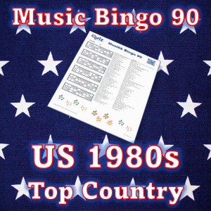 Musikk bingo med 90 country sanger fra 1980 tallet som har vært høyt på Billboard listen i USA. PDF fil med 100 bingobrett og link til Spotify spilleliste.