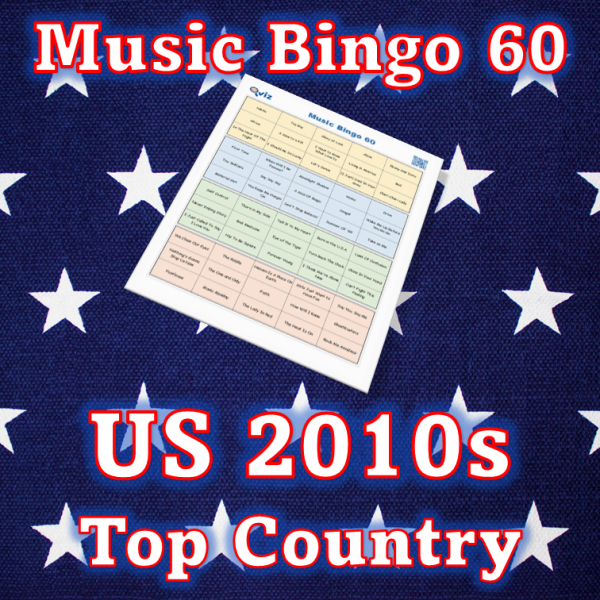 Musikk bingo med 60 country sanger fra 2010 tallet som har vært høyt på Billboard listen i USA. PDF fil med 100 bingobrett og link til Spotify spilleliste.