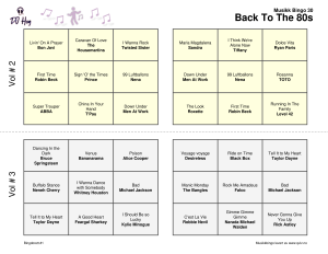 musikk bingo 30 2i1 eksempel bingobrett