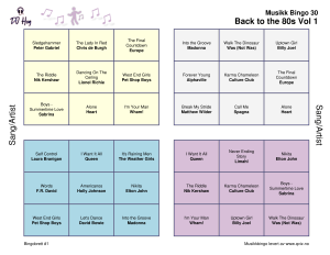 eksempel musikk bingo 30 bingobrett