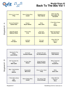 eksempel bingobrett musikk bingo 45